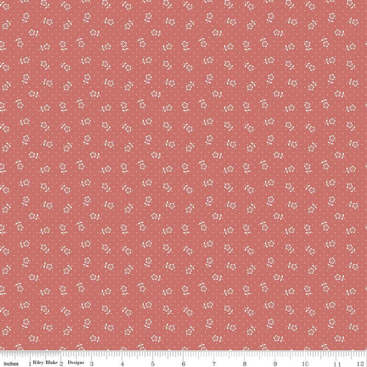 Fabric Riley Blake Faded Red Flower Dots Mary Catherine by the Quarter Yard C16705-FADEDRED
